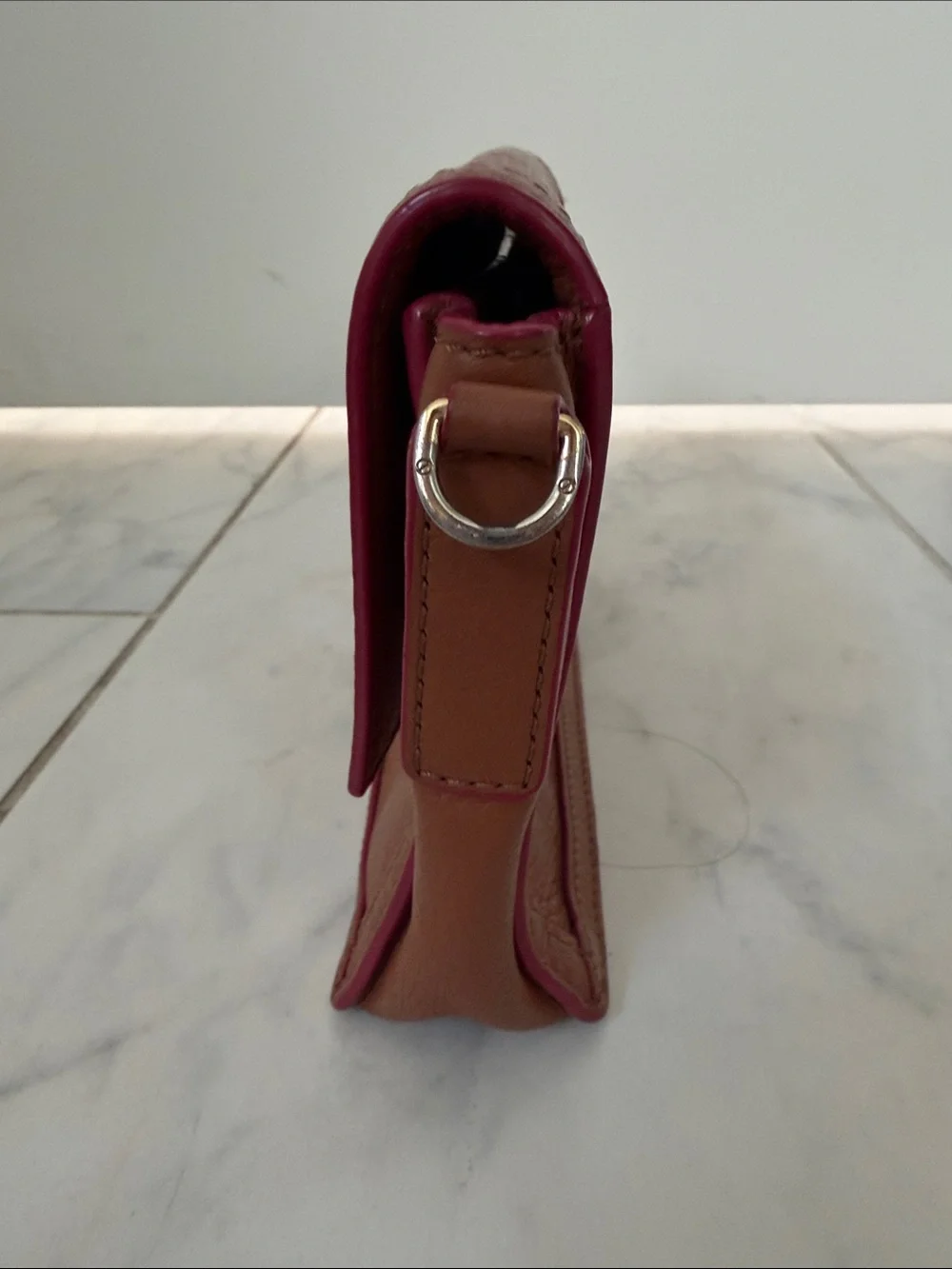 Tory Burch Rose Brown Leather Logo Crossbody - Picture 3 of 5